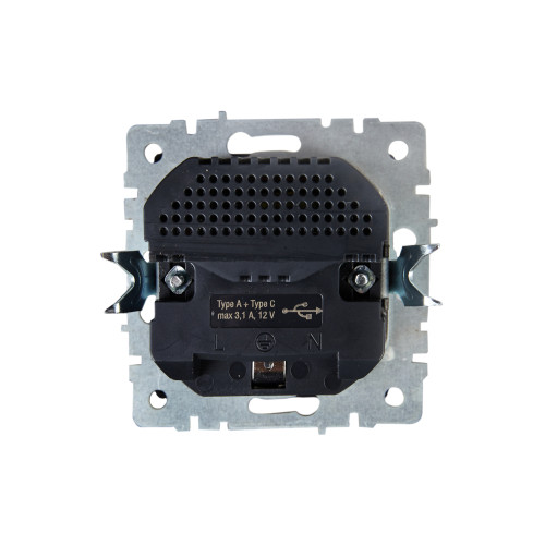 BRITE Розетка 1-местная с заземлением с защитными шторками 16А с USB A+C 18Вт РЮш11-1-БрЖ жемчуг IEK