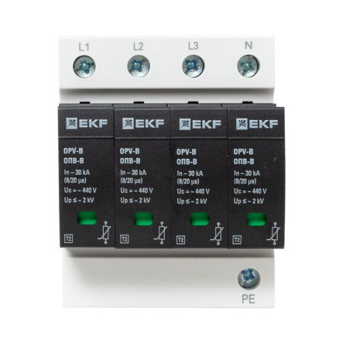 Ограничитель импульсных напряжений ОПВ-B/4P In 30кА 440В с сигн. EKF