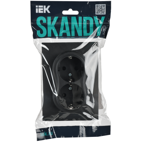 SKANDY Розетка 2-местная с заземлением с защитными шторками 16А в сборе SK-R07G графит IEK SKANDY Розетка 2-местная с заземлением с защитными шторками 16А в сборе SK-R07G графит IEK