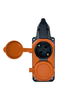 Колодка удлинителя 2-м с заземл. 16А IP44 каучук оранж. TOKOV TKE-C10-KK2-Z
