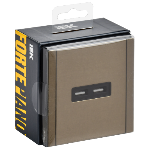 FORTE&PIANO Розетка USB A+A 3,1А FP649M металл шампань IEK FORTE&PIANO Розетка USB A+A 3,1А FP649M металл шампань IEK