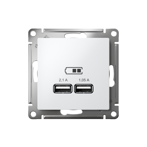 ATLASDESIGN USB РОЗЕТКА A+A, 5В/2,1А, 2х5В/1,05А, механизм, БЕЛЫЙ