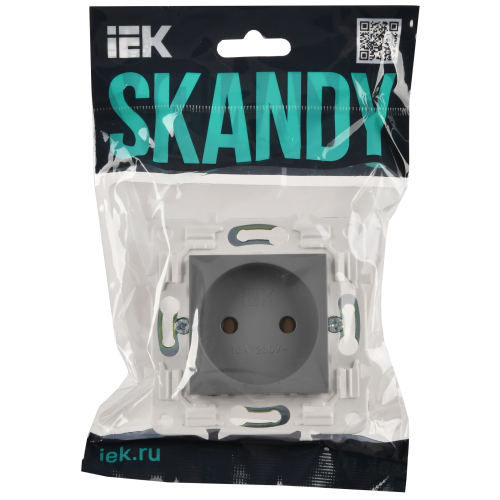 SKANDY Розетка без заземления без защитных шторок 10А SK-R02Gr серый IEK SKANDY Розетка без заземления без защитных шторок 10А SK-R02Gr серый IEK