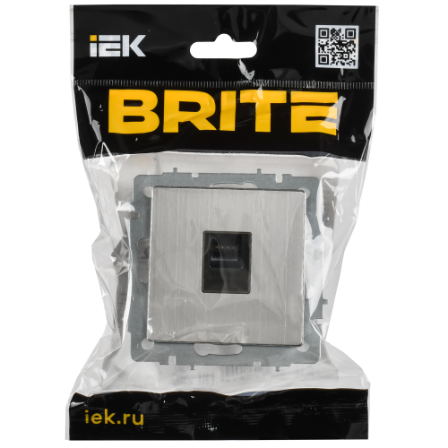 BRITE Розетка компьютерная RJ45 кат.5E РК10-БрГН металл хром/никель IEK BRITE Розетка компьютерная RJ45 кат.5E РК10-БрГН металл хром/никель IEK