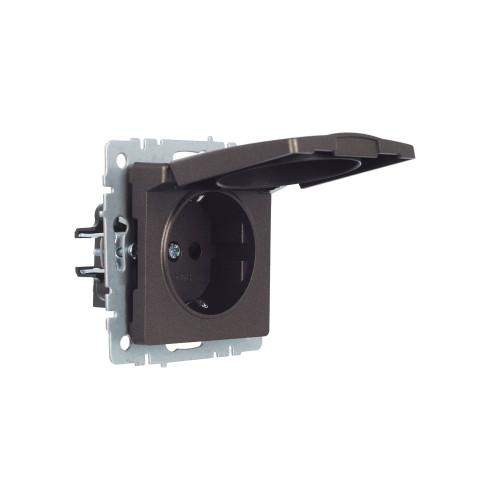 BRITE Розетка 1-местная с заземлением с защитными шторками и крышкой 16А IP20 РСбш10-3-БрТБ темная бронза IEK BRITE Розетка 1-местная с заземлением с защитными шторками и крышкой 16А IP20 РСбш10-3-БрТБ темная бронза IEK