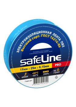 Изолента ПВХ синяя 19мм 25м Safeline