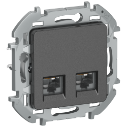 IEKINSPIRIA Розетка компьютерная двойная RJ45 категория 6 UTP 6738431 антрацит IEK