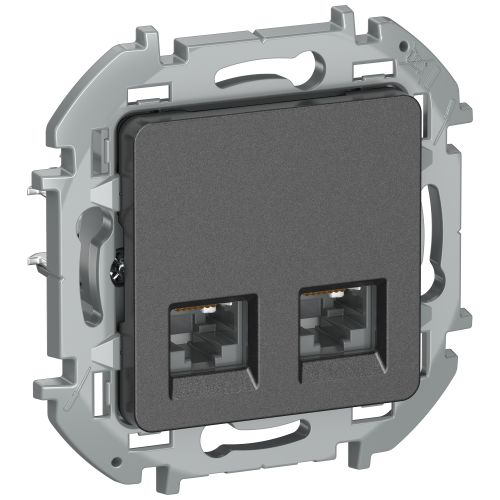 IEKINSPIRIA Розетка компьютерная двойная RJ45 категория 6 UTP 6738431 антрацит IEK