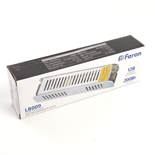 Трансформатор электронный для светодиодной ленты 200W 12V (драйвер), LB009 FERON Трансформатор электронный для светодиодной ленты 200W 12V (драйвер), LB009 FERON