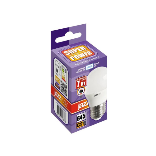 Лампа светодиодная PLED-SP 7Вт G45 4000К нейтр. бел. E27 230В/50Гц JazzWay 5018976 Лампа светодиодная PLED-SP 7Вт G45 4000К нейтр. бел. E27 230В/50Гц JazzWay 5018976