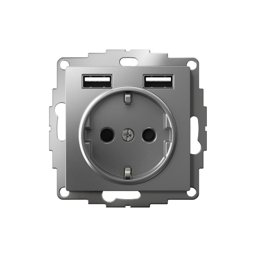 ATLASDESIGN РОЗЕТКА 16А c 2 USB A+A, 5В/2,4А, 2х5В/1,2А, механизм, СТАЛЬ ATLASDESIGN РОЗЕТКА 16А c 2 USB A+A, 5В/2,4А, 2х5В/1,2А, механизм, СТАЛЬ