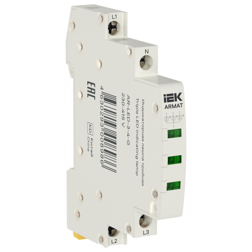 ARMAT Лампа индикаторная тройная LED 230-415В AC зеленая IEK
