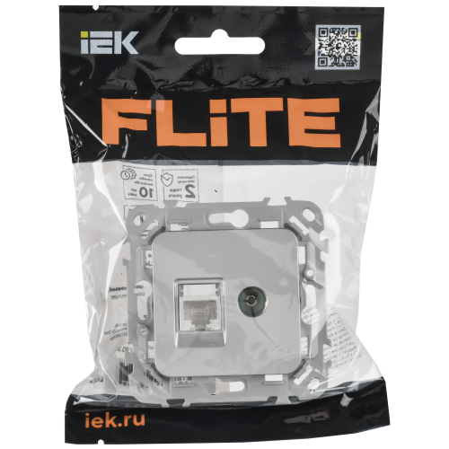 FLITE Розетка 2-местная RJ45/TV категория 5Е UTP РКТВ5е-2-0-ФлА алюминий IEK FLITE Розетка 2-местная RJ45/TV категория 5Е UTP РКТВ5е-2-0-ФлА алюминий IEK