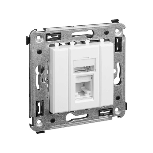 Компьютерная розетка RJ-45 в стену, кат.5e одинарная, Avanti, белоеоблако Компьютерная розетка RJ-45 в стену, кат.5e одинарная, Avanti, белоеоблако