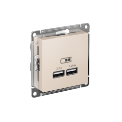 ATLASDESIGN USB РОЗЕТКА A+A, 5В/2,1А, 2х5В/1,05А, механизм, БЕЖЕВЫЙ