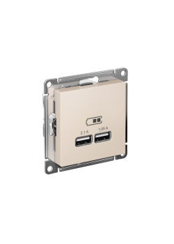 ATLASDESIGN USB РОЗЕТКА A+A, 5В/2,1А, 2х5В/1,05А, механизм, БЕЖЕВЫЙ