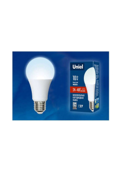 Лампа светодиодная LED-A60-10W/NW/E27 /FR/24-48V PLO55WH 10Вт грушевидная матовая 4000К нейтр. бел. E27 24-48В (упак. картон) Uniel UL-00002382
