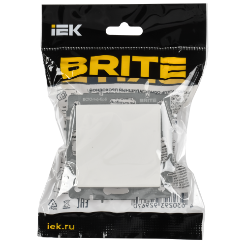 BRITE Выключатель 1-клавишный проходной 10А ВС10-1-6-БрБ РФ белый IEK BRITE Выключатель 1-клавишный проходной 10А ВС10-1-6-БрБ РФ белый IEK
