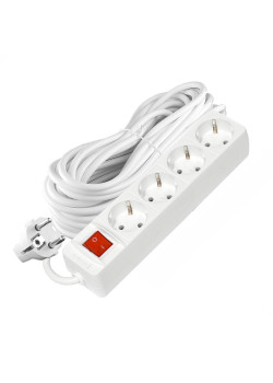 Удлинитель 4х10м с заземл. 16А IP20 3х1 с выкл. бел. DOMTOK 2405