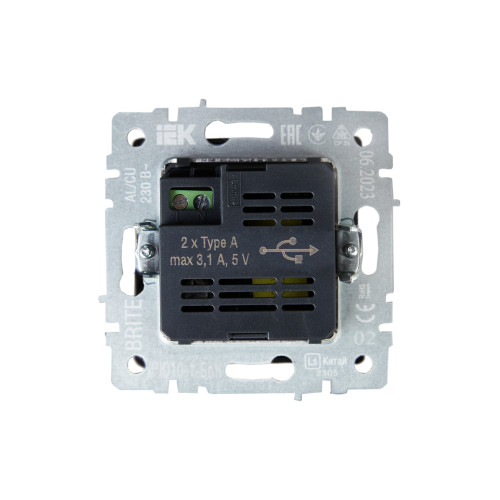 BRITE Розетка USB A+A 5В 3,1А РЮ10-1-БрЧ черный IEK BRITE Розетка USB A+A 5В 3,1А РЮ10-1-БрЧ черный IEK