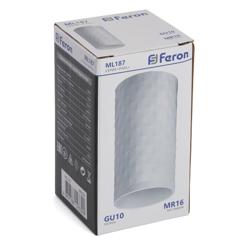 Светильник потолочный Feron ML187 Barrel PIXEL MR16 GU10 35W 230V, белый Светильник потолочный Feron ML187 Barrel PIXEL MR16 GU10 35W 230V, белый