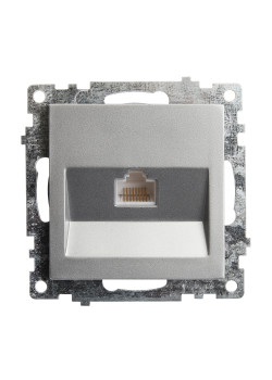 Розетка компьютерная 1-местная RJ-45 (механизм), STEKKER GLS00-7107-03, серия Катрин, серебро
