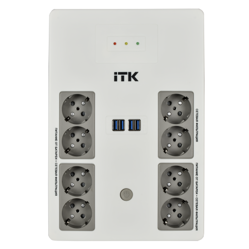 ITK ELECTRA ST8 ИБП Линейно-интерактивный 600ВА/360Вт LED АКБ 1х9AH 8хSchuko USB 4хUSB зарядки