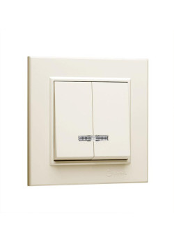 Выключатель 2-кл. СП Karea 10А IP20 с подсветкой крем. Makel 56010023