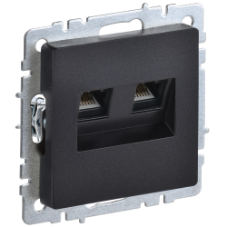 BRITE Розетка компьютерная двойная RJ45 кат.6 РК11-2-БрЧ черный IEK