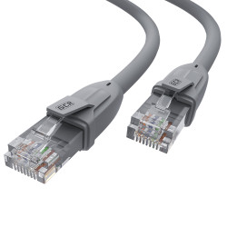 GCR Патч-корд прямой 0.3m UTP кат.6, серый, 24 AWG, литой, ethernet high speed, RJ45, T568B