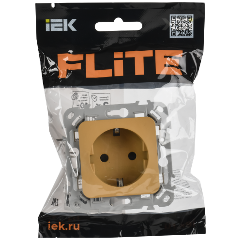 FLITE Розетка с заземлением с защитными шторками безвинтовое крепление 16А РСш11-1-ФлШм шамуа IEK FLITE Розетка с заземлением с защитными шторками безвинтовое крепление 16А РСш11-1-ФлШм шамуа IEK