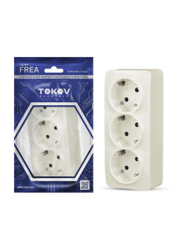 Розетка 3-м ОП Frea 16А IP20 250В с заземл. АБС-пластик беж. TOKOV ELECTRIC TKE-FR-R3Z-C02