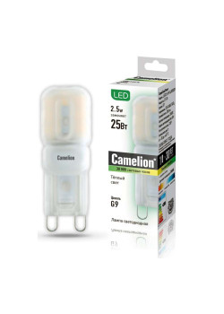 Лампа светодиодная LED2.5-G9-SL/830/G9 2.5Вт капсульная 3000К тепл. бел. G9 200лм 220-240В Camelion 12023