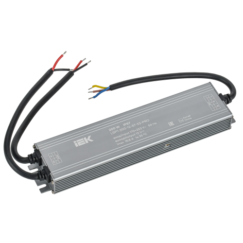 Драйвер LED ИПСН-PRO 200Вт 12В блок-шнуры IP67 IEK