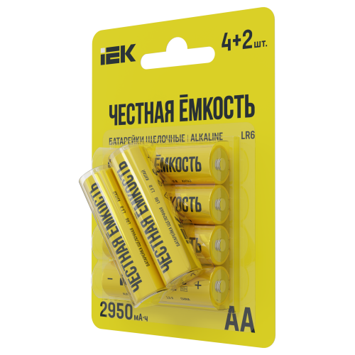 Батарейка щелочная Alkaline LR6/AA (4+2шт/блистер) ПРОМО IEK