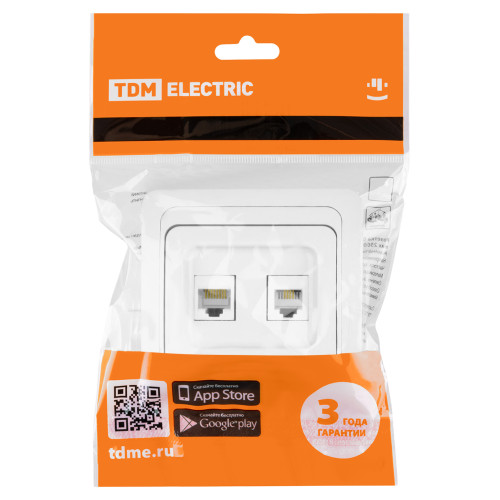 Розетка компьютерная RJ-45 + TФ (RJ-11) белая Розетка компьютерная RJ-45 + TФ (RJ-11) белая