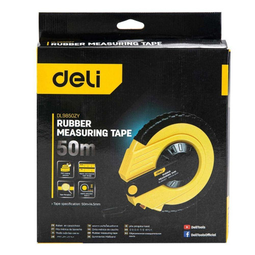 Мерная лента Deli DL9850ZY 50м x 14.5мм, ударопрочный корпус, полотно из стекловолокна и ПВХ Мерная лента Deli DL9850ZY 50м x 14.5мм, ударопрочный корпус, полотно из стекловолокна и ПВХ