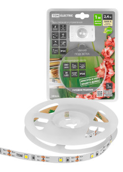 Умная подсветка SMD2835-30LED/m-IP20-5В-2,4Вт-3000К(1 м),датчик движ.и освещ.,акк.Li-Ion 1100мАч TDM
