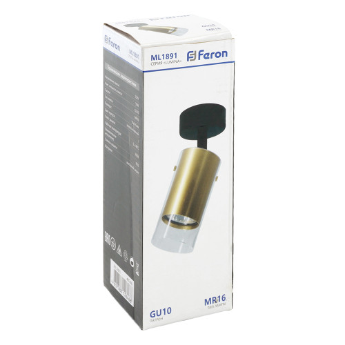 Светильник Feron ML 1891 LUMINA настенно-потолочный GU10, золото, черный Светильник Feron ML 1891 LUMINA настенно-потолочный GU10, золото, черный