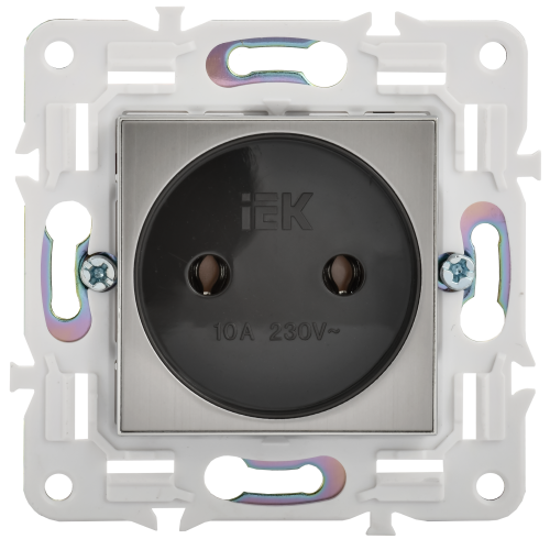 SKANDY Розетка без заземления без защитных шторок 10А SK-R02N металл никель IEK SKANDY Розетка без заземления без защитных шторок 10А SK-R02N металл никель IEK