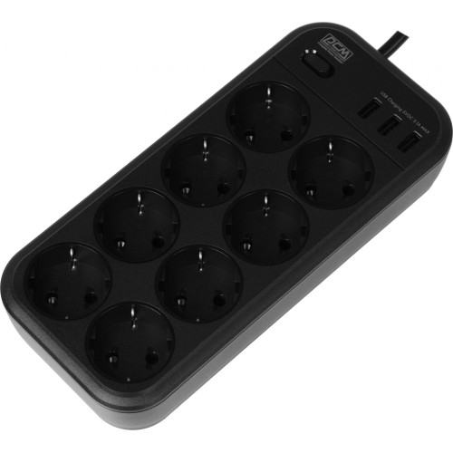 Сетевой фильтр Powercom SP-08 USB03AB 1.8м 1.8м (8 розеток) черный (коробка) Сетевой фильтр Powercom SP-08 USB03AB 1.8м 1.8м (8 розеток) черный (коробка)