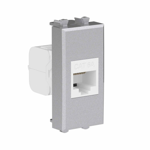 Компьютерная розетка RJ-45 без шторки модульная, кат.6А, Avanti, закаленная сталь, 1 модуль Компьютерная розетка RJ-45 без шторки модульная, кат.6А, Avanti, закаленная сталь, 1 модуль