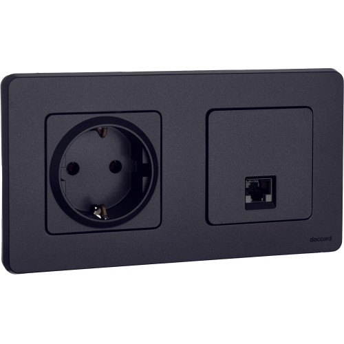 INSPIRIA Розетка компьютерная RJ45 категория 5Е UTP антрацит INSPIRIA Розетка компьютерная RJ45 категория 5Е UTP антрацит