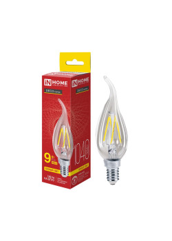 Лампа светодиодная LED-СВЕЧА НА ВЕТРУ-deco 9Вт свеча на ветру прозрачная 3000К тепл. бел. E14 1040лм 230В IN HOME 4690612026220