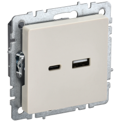 BRITE Розетка USB A+C 18Вт РЮ11-1-БрКр бежевый IEK