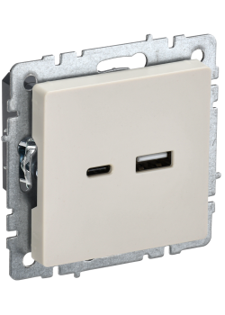 BRITE Розетка USB A+C 18Вт РЮ11-1-БрКр бежевый IEK