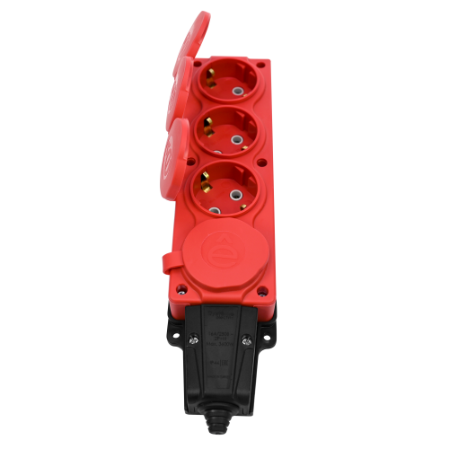 MULTISET Колодка 4х розетка 2К+З каучуковая 16 А/250 В IP44 КРАСНАЯ MULTISET Колодка 4х розетка 2К+З каучуковая 16 А/250 В IP44 КРАСНАЯ