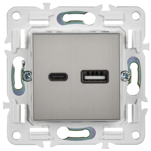 SKANDY Розетка USB A+C 3,1А SK-R14N металл никель IEK SKANDY Розетка USB A+C 3,1А SK-R14N металл никель IEK