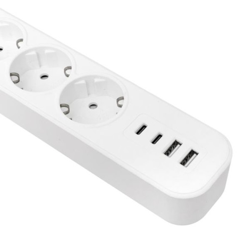 Удлинитель LUX 5 гнезд 2USB 2,4А+2type-C 3 метра 1,5мм2 EKF