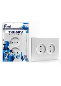 Розетка 2-м СП Pixel 16А IP20 без заземл. в сборе бел. TOKOV ELECTRIC TKE-PX-R2F-C01